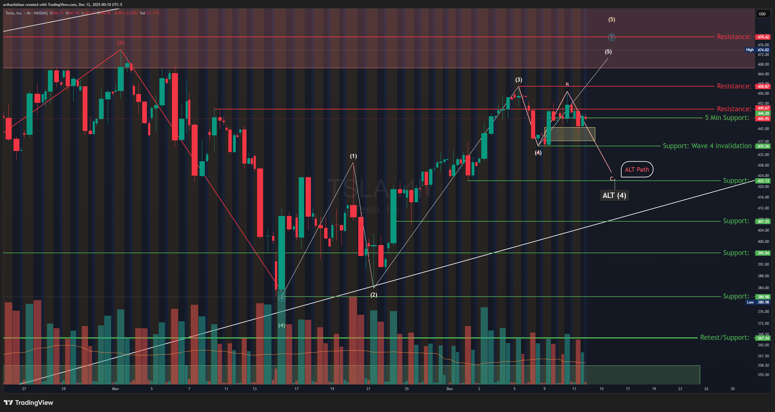 TSLA Elliott Wave Analysis Chart